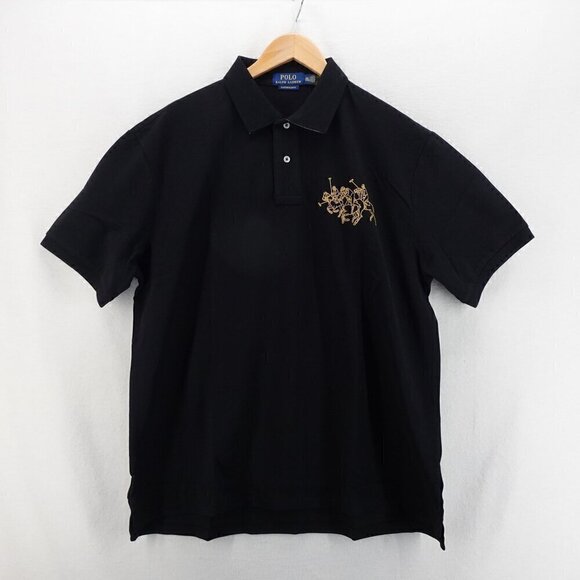 Polo Ralph Lauren Men's Slim Fit Lunar New Year Triple-Pony Polo Shirt Black XXL - Picture 5 of 14